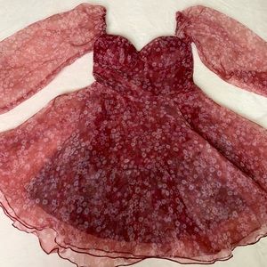 Puff sleeve floral print dress